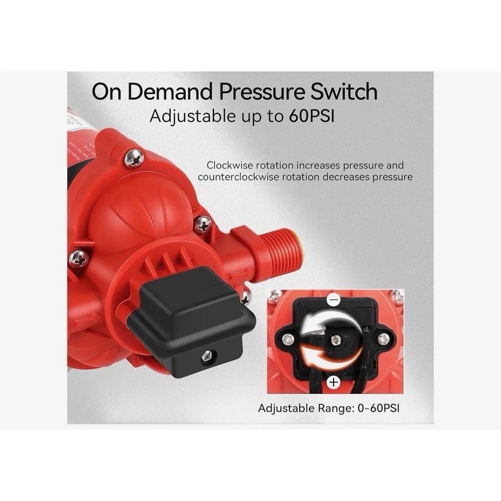 12V Sprayer Pump 2.5GPM 60PSI, Chemical Resistant, Self-Priming Pump